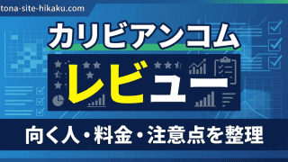カリビアンコムのレビューを解説する青いバナー