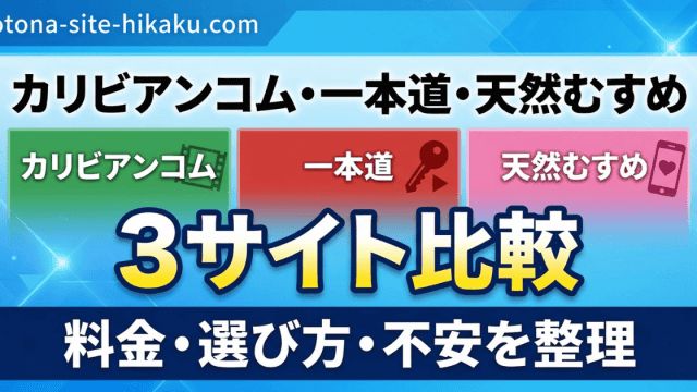 カリビアンコム、一本道、天然むすめの3つのアダルト動画サイトを比較するバナー