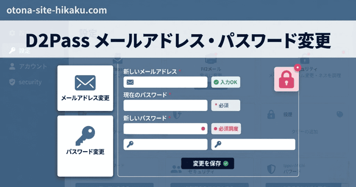 alt生成 カスタム Gem D2Passのメールアドレス・パスワード変更画面の操作ガイド画像