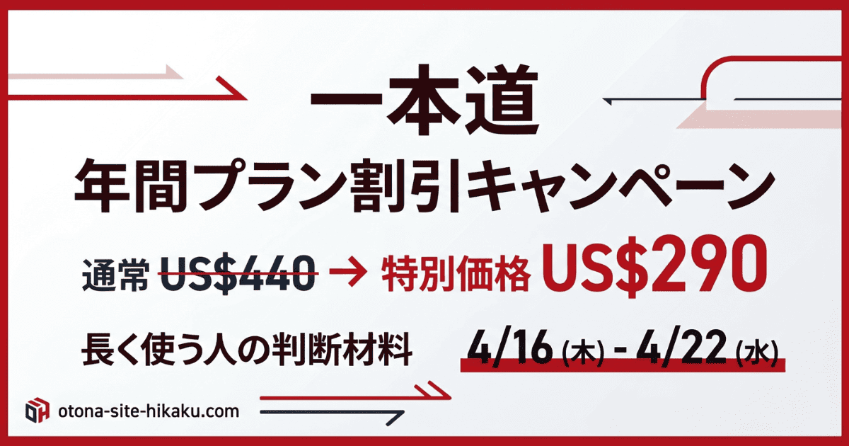一本道 年間プラン割引キャンペーンのバナー