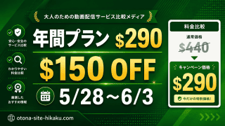 大人のための動画配信サービス比較メディアの特別価格キャンペーンバナー。